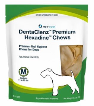 DentaClenz Premium Hexadine Chews for Dogs, Medium, 30 Count By Vet One