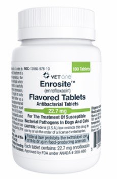 Enrosite (Enrofloxacin) 22.7mg Flavored Tablets, Antibacterial, 100 Count