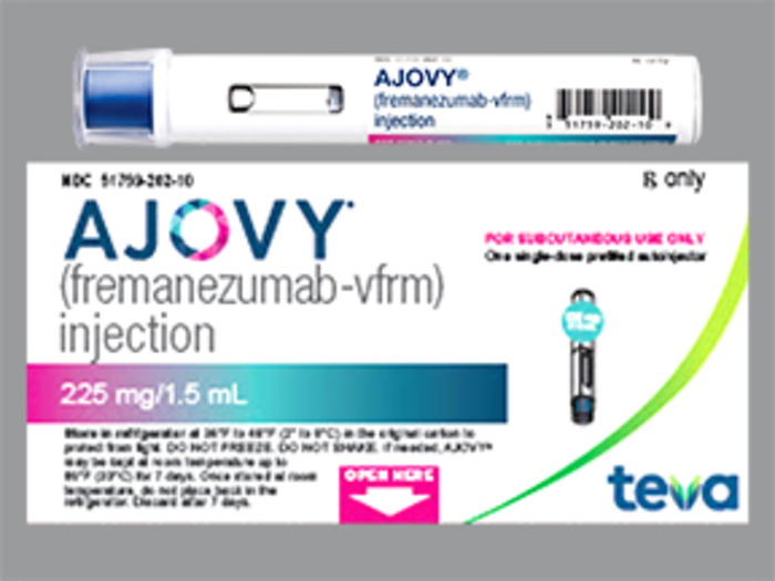 Rx Item-Ajovy 225 Mg/1.5 Inj 1.5 By Teva Pharmaceuticals USA/Brand