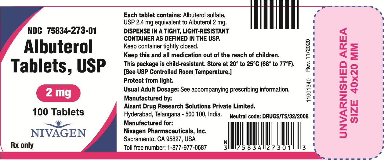 Rx Item-Albuterol 2 Mg Tab 100 By Nivagen Pharma Gen Proventil