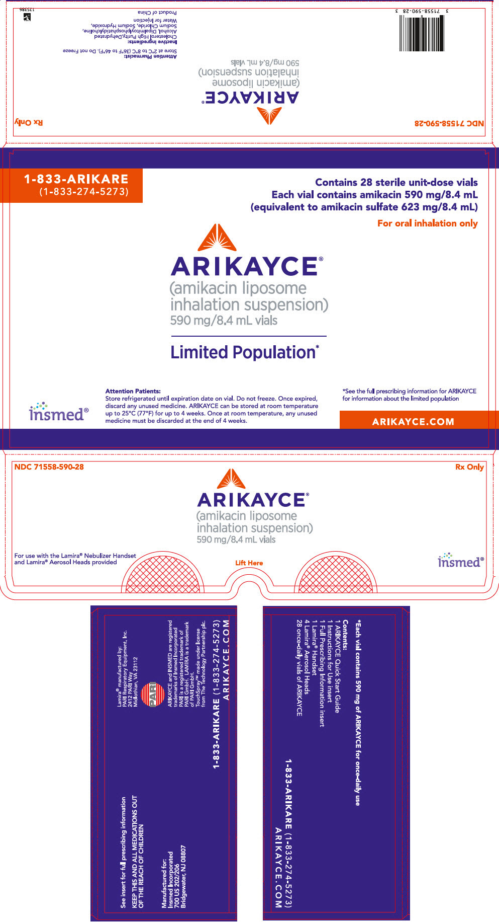 Rx Item-Arikayce 590 Amikacin Liposome Inh Ssp Mg/8.4 Vl 28X8.4 By Insmed USA