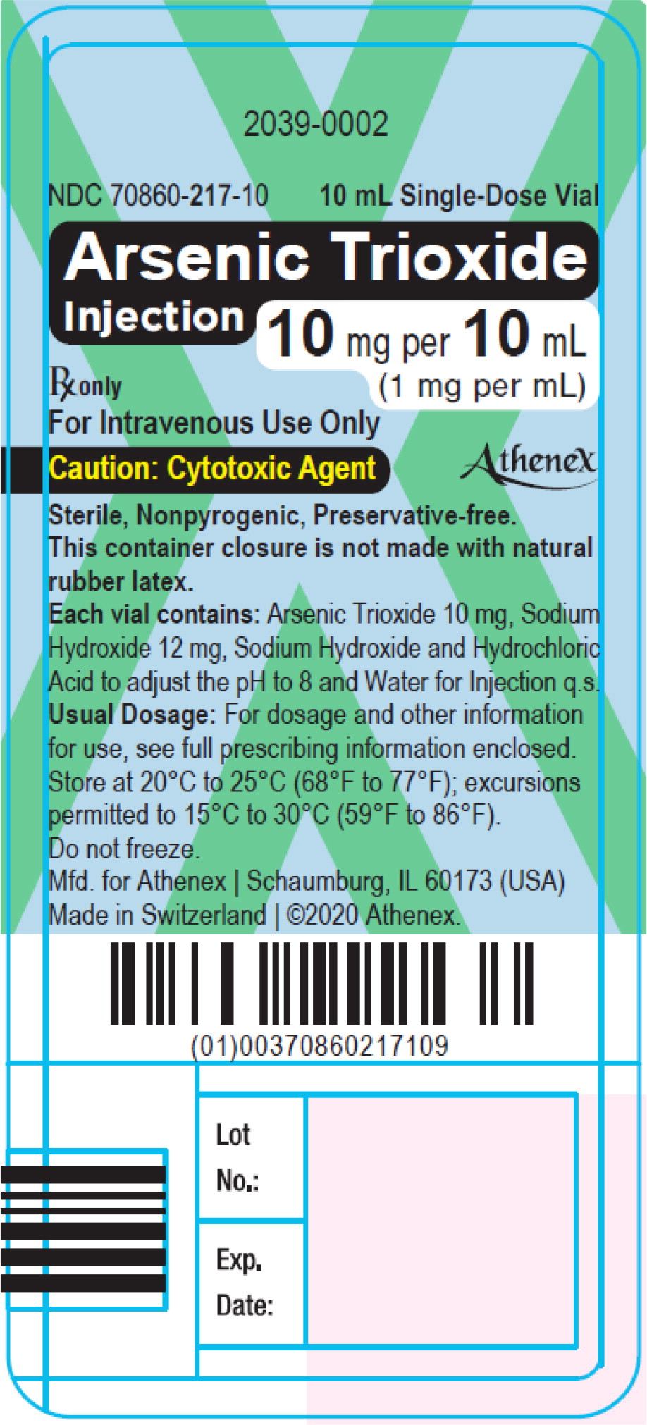 Rx Item-Arsenic Triox 10 Mg/10Ml Vl 10 By Athenex Pharmaceutical Divisio