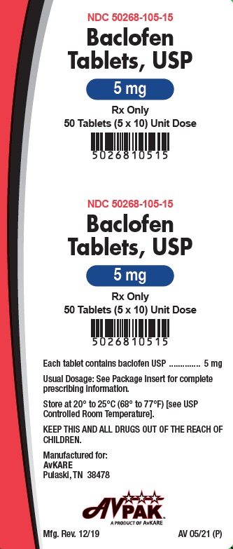 Rx Item-Baclofen Gen Lioresal 5 Mg Tab 50 By Avkare USA Unit Dose