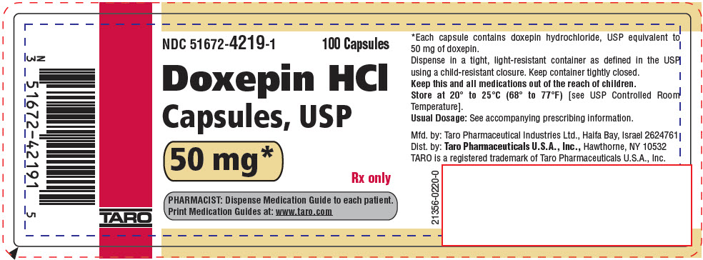 Rx Item-Doxepin Hcl 50 Mg Cap 100 By Taro Pharmaceuticals 
