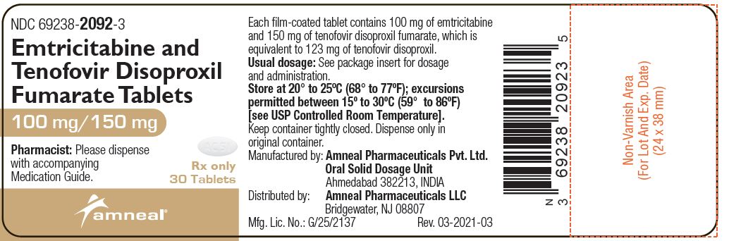 Rx Item-Rx Item-Emtricitabine-Tenofovir100-150 Mg Tab 30 By Amneal Pharmaceutica