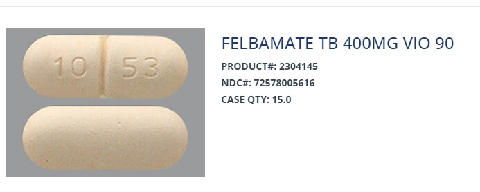 Rx Item-Felbamate 400 Mg Tab 90 By Viona Pharmaceuticals USA Gen Felbatol