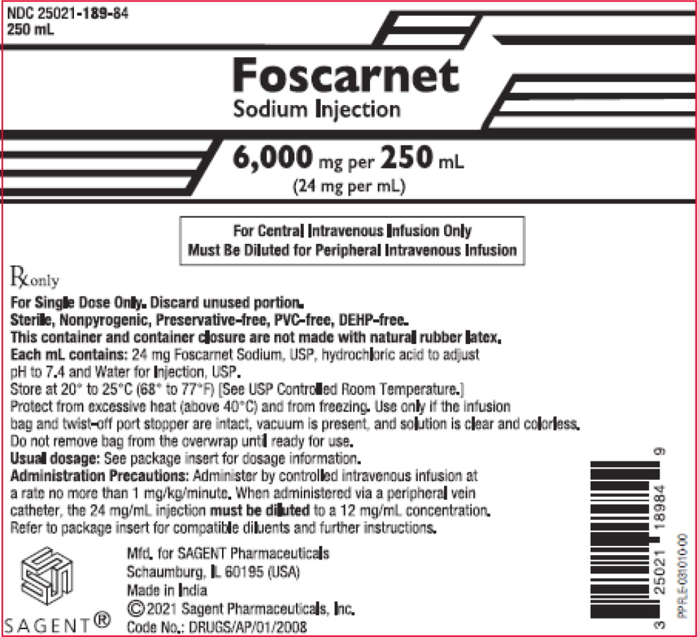 Rx Item-Foscarnet 24 Mg/Ml Bag 10X250 By Sagent Pharma USA Gen Foscavir