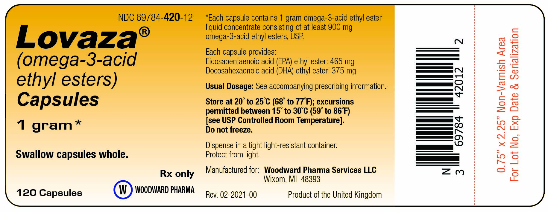 Rx Item-Lovaza 1 G Cap 120 By Woodward Pharma Services USA/B