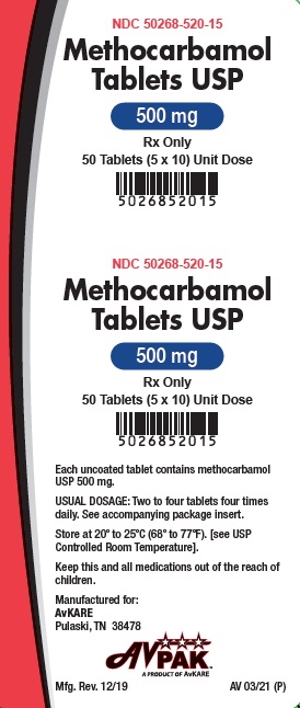 Rx Item-Methocarbamol 500 Mg Tab 50 By Avkare UD USA Gen Robaxin