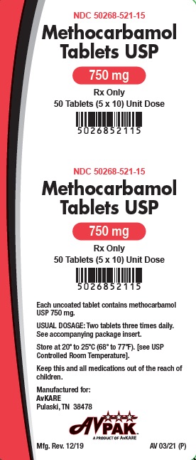 Rx Item-Methocarbamol 750 Mg Tab 50 By Avkare USA Gen Robaxin UD