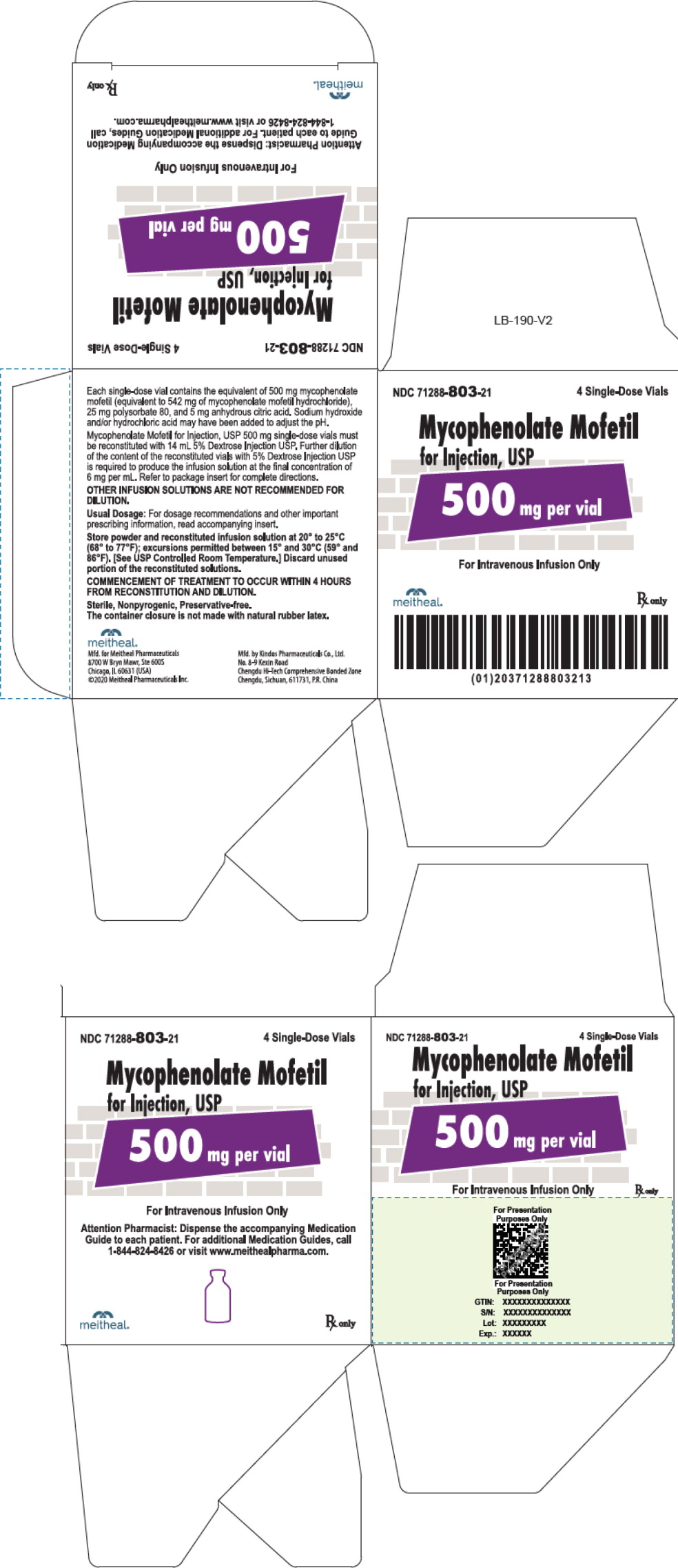 Rx Item-Mycophenolate 500 Mg SDV INj 4 By Meitheal Pharma Gen Cellcept IV