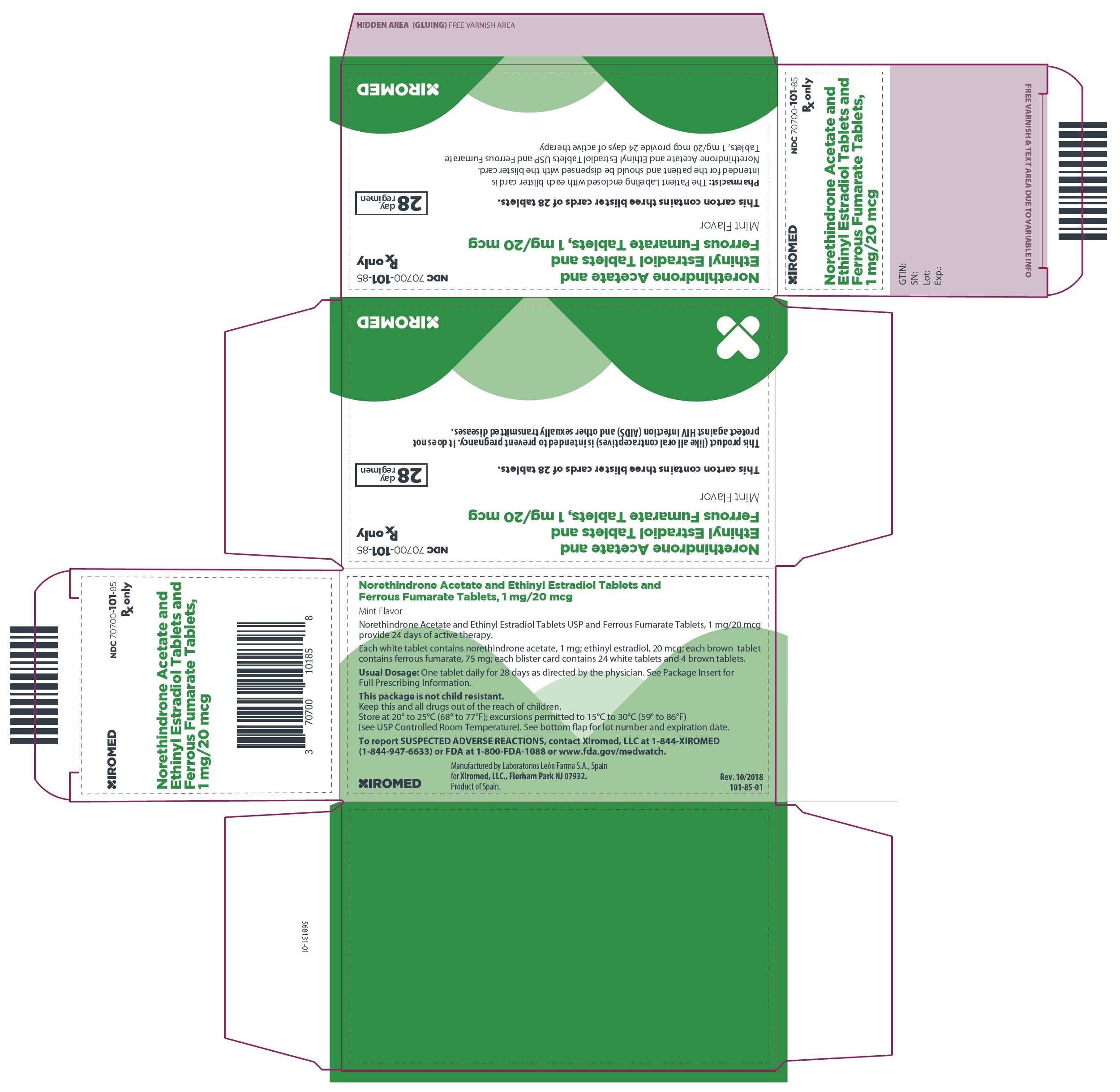 Rx Item-Noreth-Estrad 1Mg-20(24) Chw 3X28 By Xiromed MINASTR 24FE MELODE 1MG/0.0