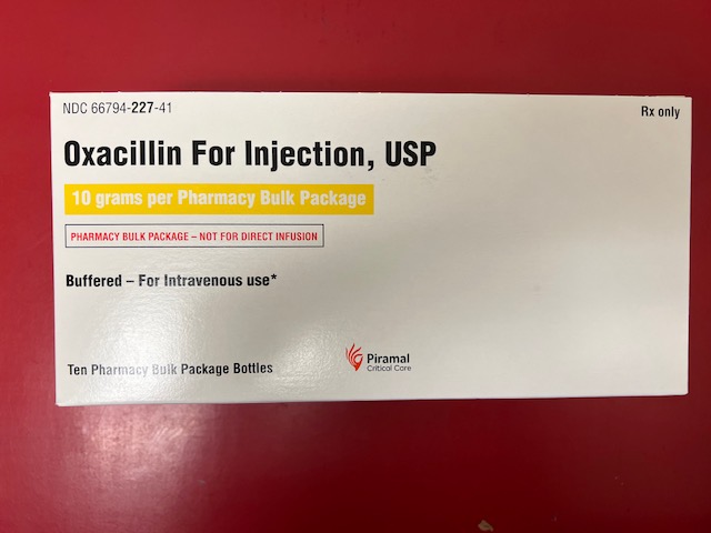 Rx Item-Oxacillin 10 Gm Vial 10 By Piramal Critical Care USA Exp 08/2023