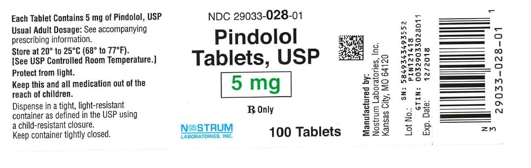 Rx Item-Pindolol 5 Mg Tab 100 By Nostrum Laboratories Gen Visken