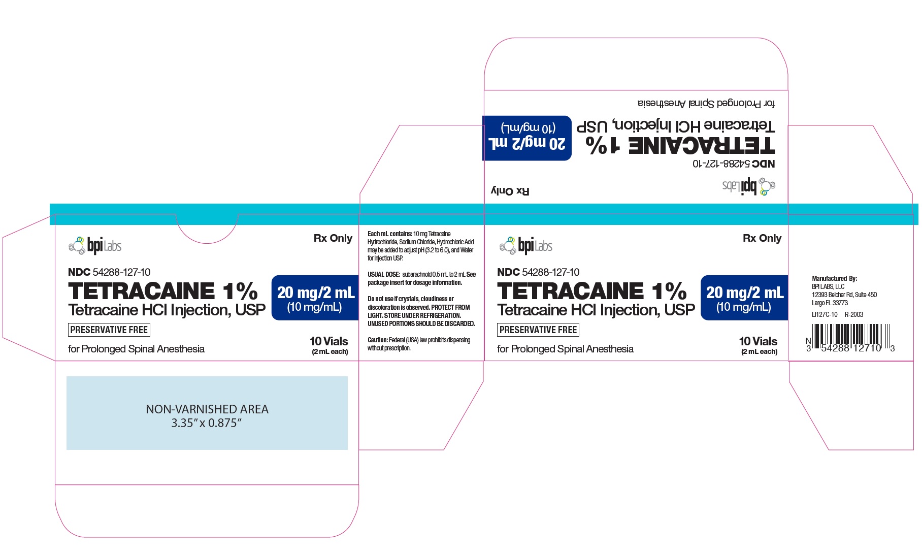 Rx Item-Tetracaine 20 Mg/2 Ml Sdv 10X2 By Bpi Labs USA 