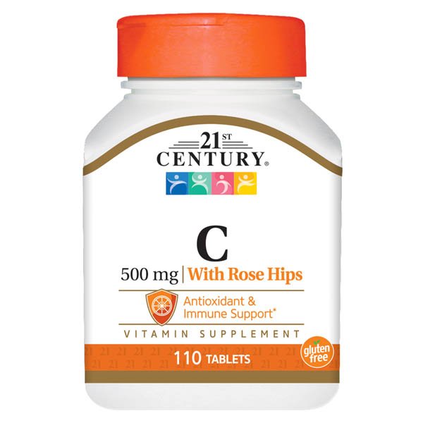 Pack of 12- Vit C 500 mg w/ Rose Hips Tab 110 By 21st Century 