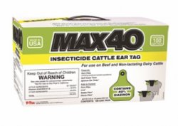 Max40 Insecticide Cattle Ear Tag, Green, 100 Count (Ranch Pack) By Y Tex