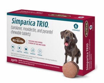 Simparica Trio Chewable Tablets for Dogs 88.1 to 132 Pounds, Dark Brow