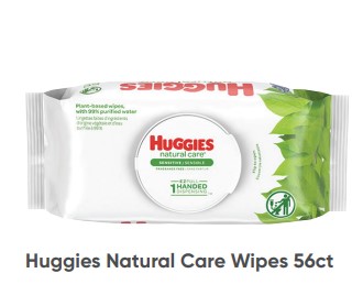 Huggies Wipe Natural Care 56Ct by Kimberly Clark.  Supplier
0050002046 KIMBERLY CLARK/CUST SERV
UPC# 0-36000-31803-6
ABC Legacy# 725589
Supplier Material # 31803
ABC # WHL 10258680 