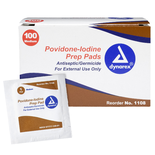 Pvp Iodine Prep Pad one BOXE OF 100 Pads #1108 By Dynarex 