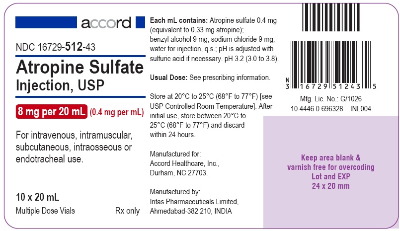 Rx Item-Atropine Sulfate 0.4mg/ml Vial 10X20ml by Accord  Pharma