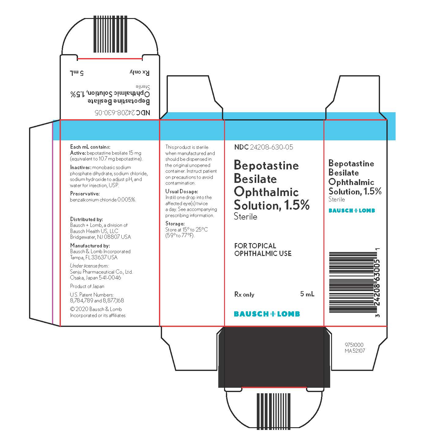 Rx Item-Bepostatine Besilate Gen  Bepreve 1.5% drops 10ml by Baussch and Lomb