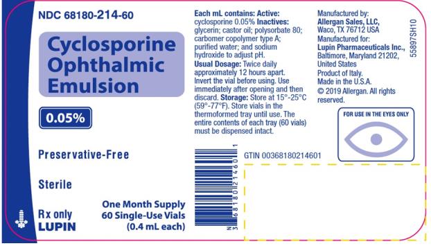 RX ITEM-Cyclosporin Gen Restasis 0.05% Opthalmic Drops 60x.4ml by Lupin