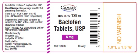 Rx Item-Baclofen 5 Mg Tab 100 By Camber Pharmaceuticals Gen Lioresal