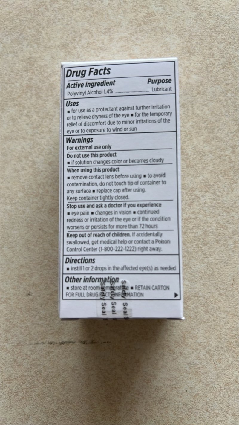 Polyvinyl Alcohol Opthalmic Original Lubricant Eye Drops 15ml Major