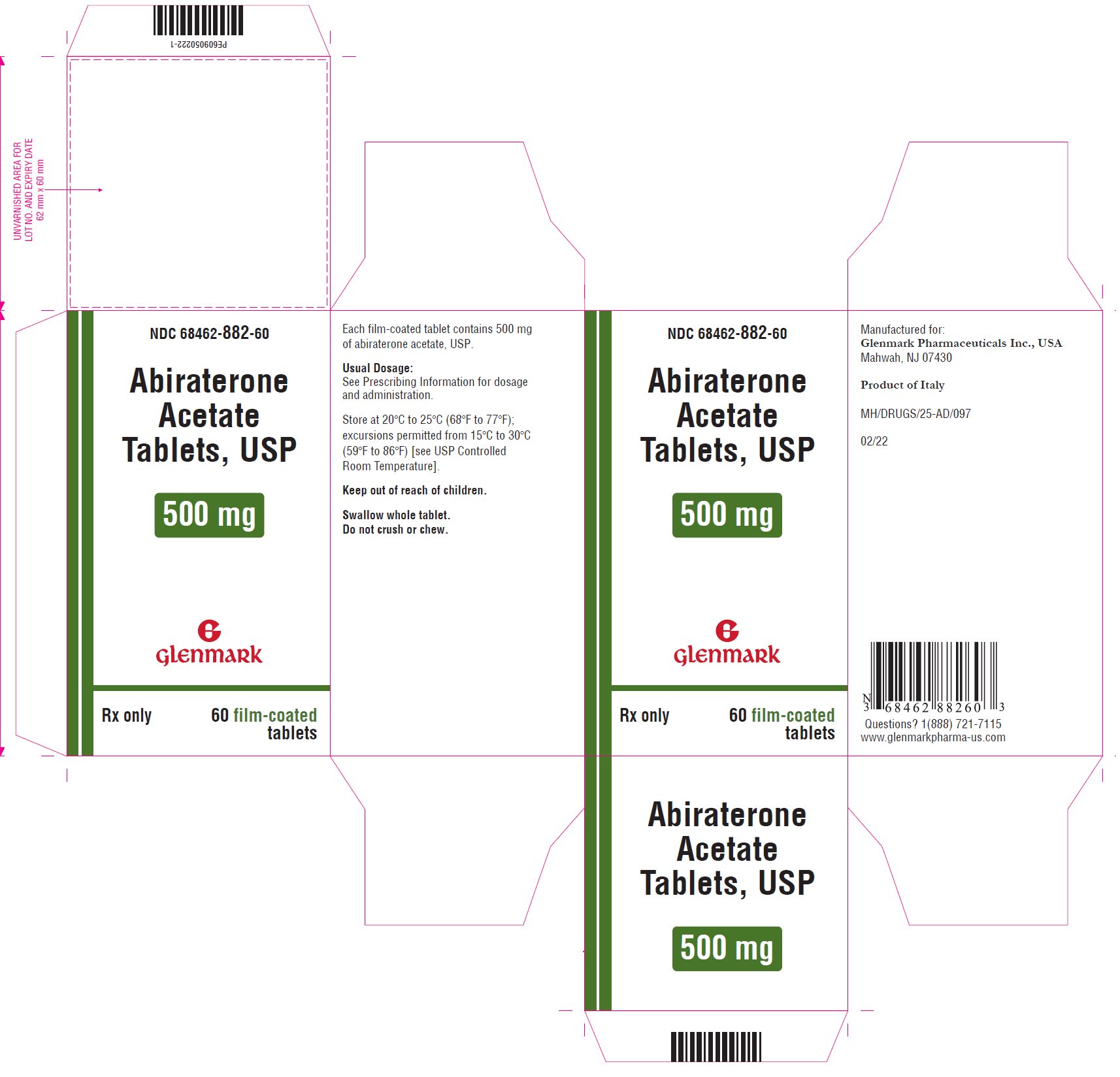 Rx Item:Abiraterone Gen Zytiga 500MG 60 TAB by Glenmark Pharma USA