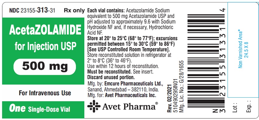 Rx Item:Acetazolamide 500MG SDV by Heritage Pharma USA