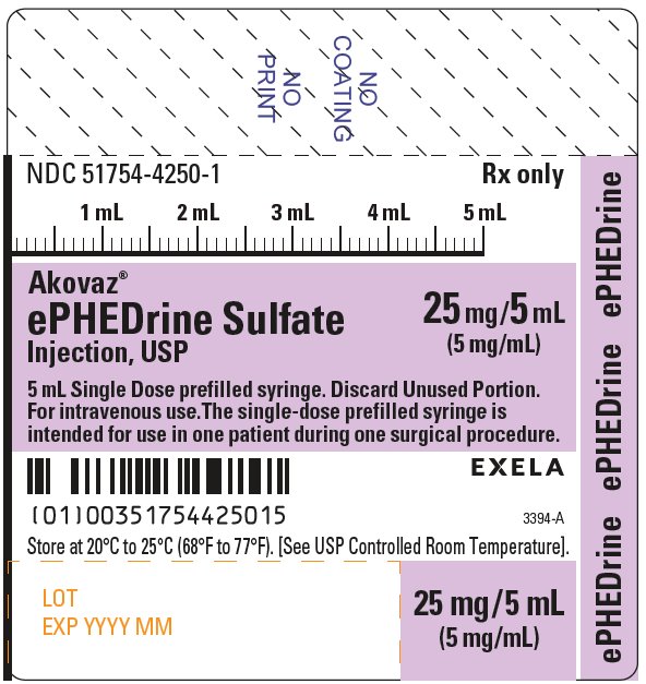 Rx Item:Akovaz Ephedrine Sulfate 25MG 10X5ML PFS by Exela Pharma Sciences /Bran USA