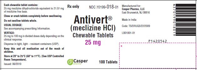 Rx Item:Antivert 25MG 100 CHW by Casper Pharma USA