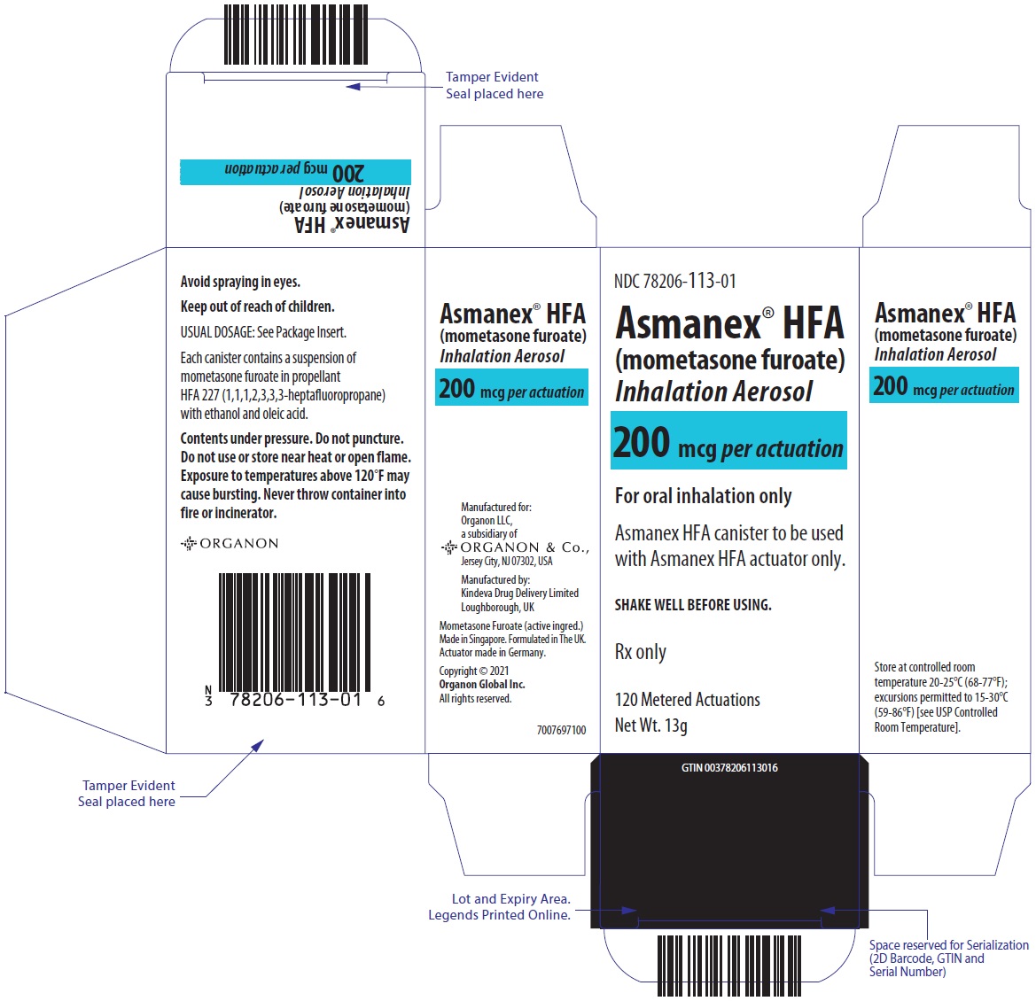 Rx Item:Asmanex HFA 200MCG mometasone furoate 13GM INH by Organon USA