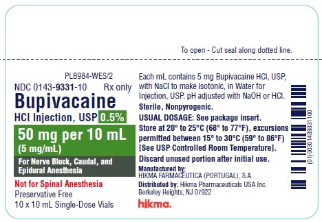 Rx Item:Bupivacaine 50MG 10X10ML SDV by Hikma Pharma USA Gen Marcaine