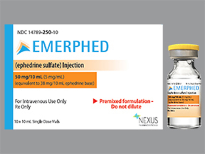 Rx Item:Emerphed 50MG ephedrine sulfate IV 10X10ML SDV by Nexus