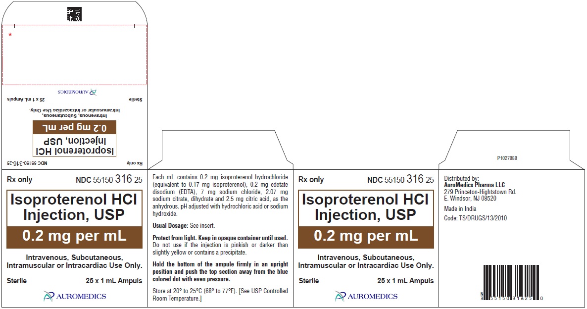 Rx Item:Isoproterenol 0.2MG 25X1ML AMP by Auromedics Pharma USA