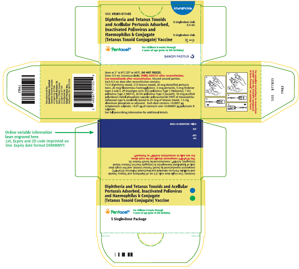 Rx Item-Pentacel dipht,pert(a),tet-polio/Hib/PF 5X0.5 ML Vial -Keep Refrigerated - by Sanofi Pasteur Pharma USA 