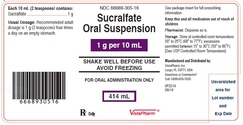 Rx Item:Sucralfate 1GM-10ML 414ML SUS by Vistapharm USA Gen Carafate 