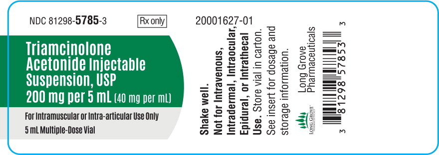 Rx Item:Triamcinolone 40mg/ml 200MG/5ML MDV by Long Grove Pharma USA