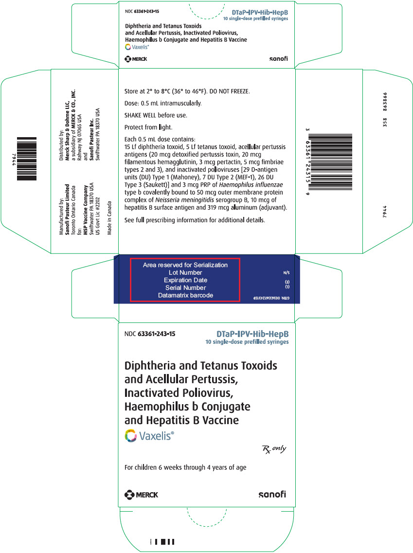 Rx Item:Vaxelis dip,pert(a)tet/hepB/pol/Hib/PF Vaccine 10X0.5ML PFS by Sanofi 