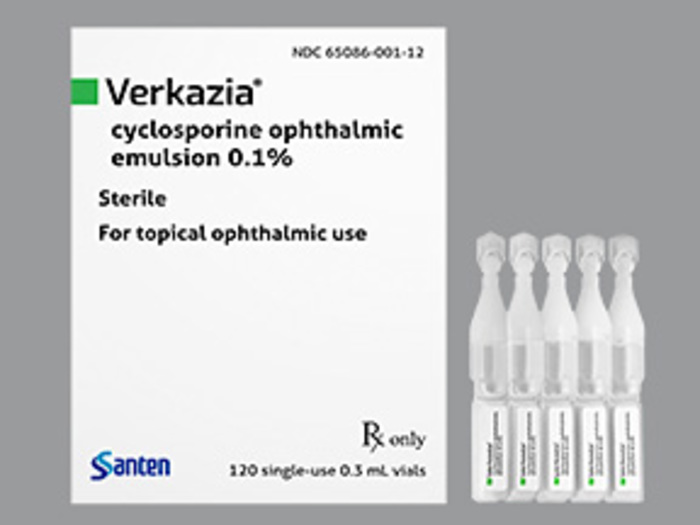 Rx Item:Verkazia 0.1% 120X0.3ML Cyclosporin EML by Santen /Sps USA