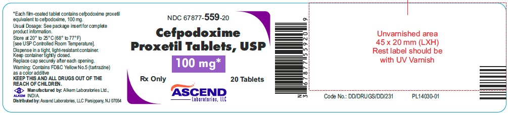 Rx Item-Cefpodoxime 100MG 20 Tab by Ascend Pharma USA Gen Vantin