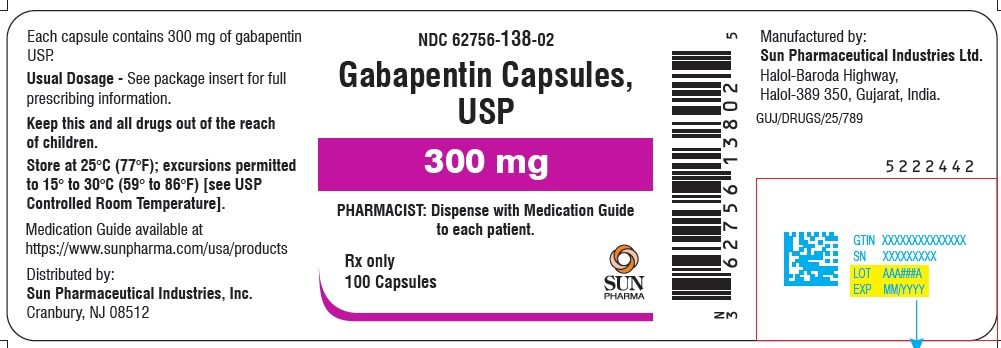 DEA Item:Gabapentin 300MG 100 CAP by Sun Pharma USA Gen Neurontin