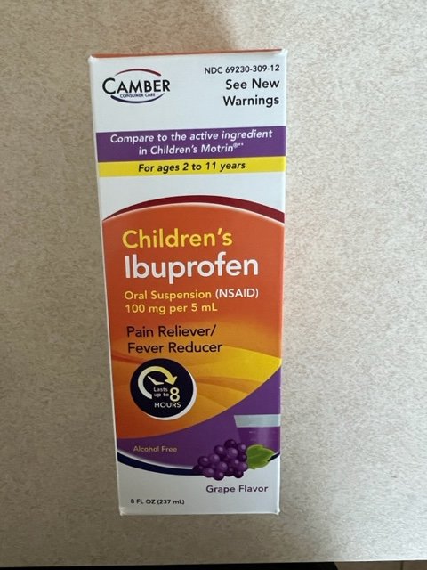 Ibuprofen Children's oral Suspension Boxed 8 oz by Camber Pharma Consumer 
