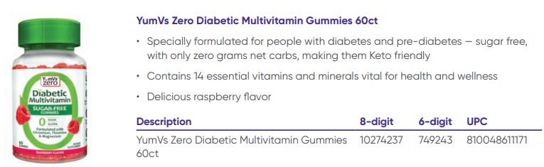 Pack of 12-YumVs Diabetic Multivitamins Gummies 60 Count by Geri-Care 