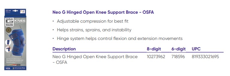Neo G Hinged Open Knee Support Brace - OSFA  By Neo G USA 