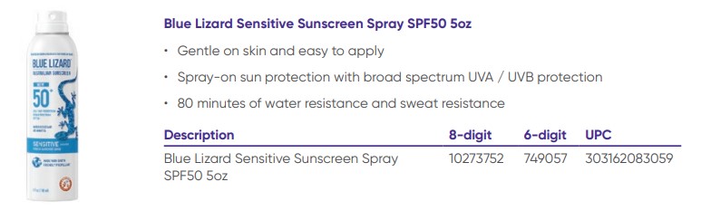 Case of 12-Blue Lizard Sensitive Sunscreen Spray SPF50 5oz By Crown Laboratories