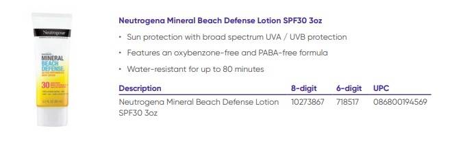Neutrogena Mineral Beach Defense Lotion SPF30 3oz Details By J&J Consumer