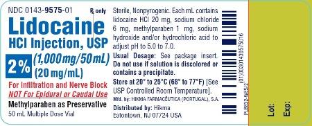 Rx Item-Lidocaine Hcl  2% 1000MG Each 50 ML Multi Dose Vial by Hikma Pharma USA 